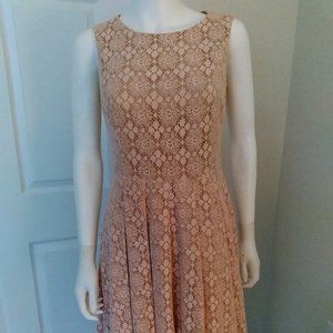 Jones New York Peach Lace Sleeveless Dress